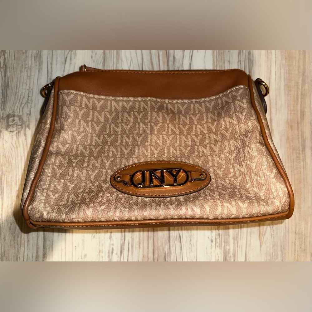 Jones New York Tan and Brown Crossbody Bag